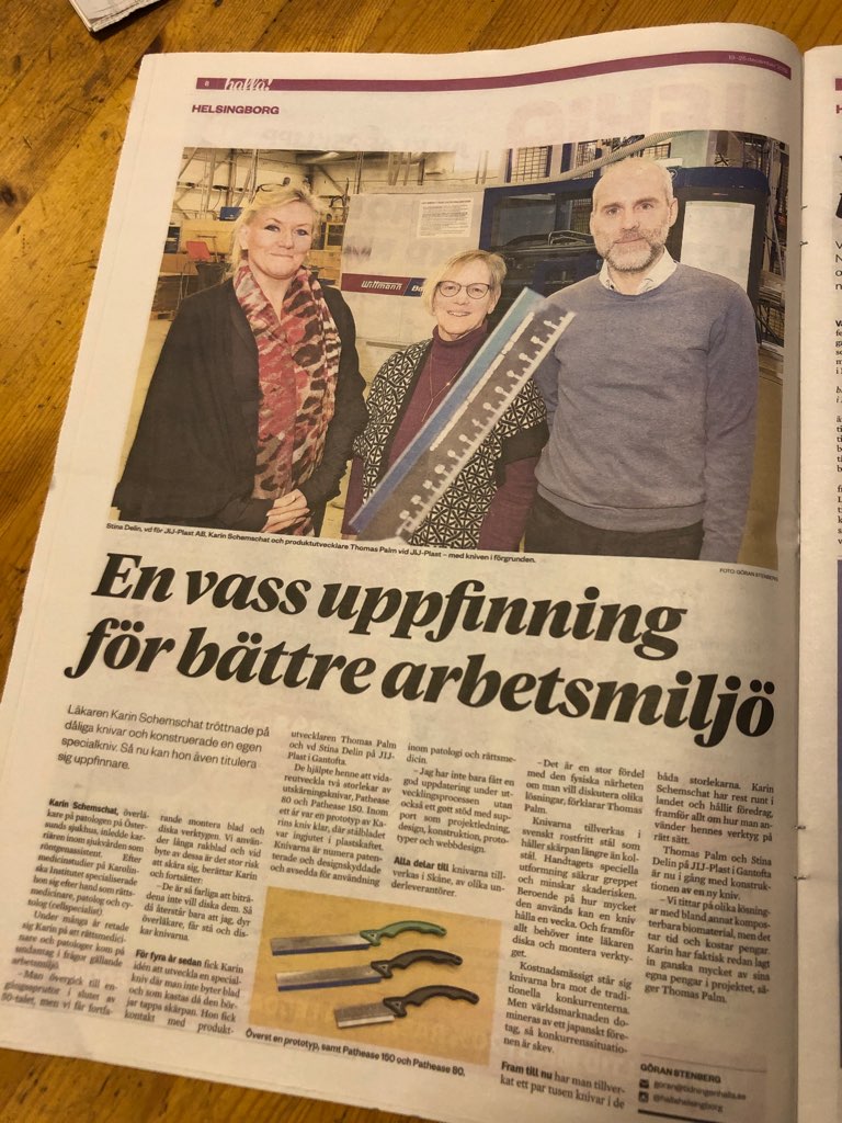 Artikel i tidningen Hallå, vecka 51, onsdagen 19 december 2018, Pathease - Karin Schemschat - JIJ-Plast AB